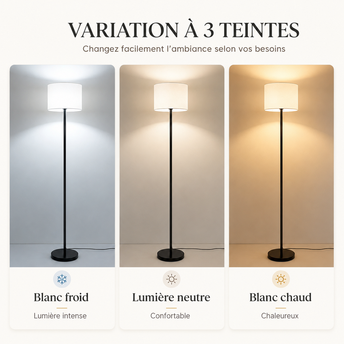 Lampadaire LED Sur Pied Élégance Noir