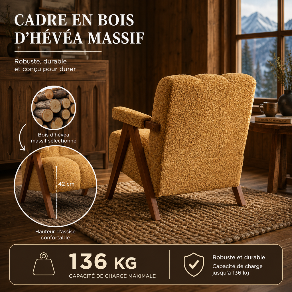 Fauteuil Design En Bois Bouclé