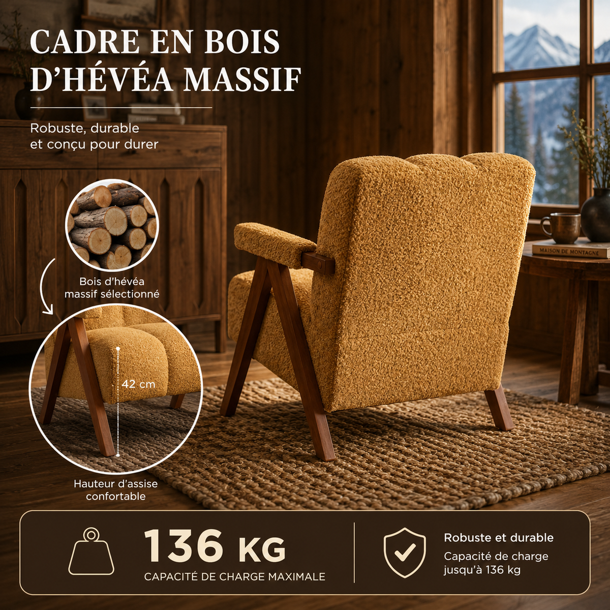 Fauteuil Design En Bois Bouclé
