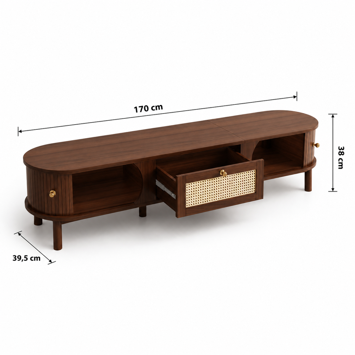 Meuble TV En Bois Vintage Cannage Country