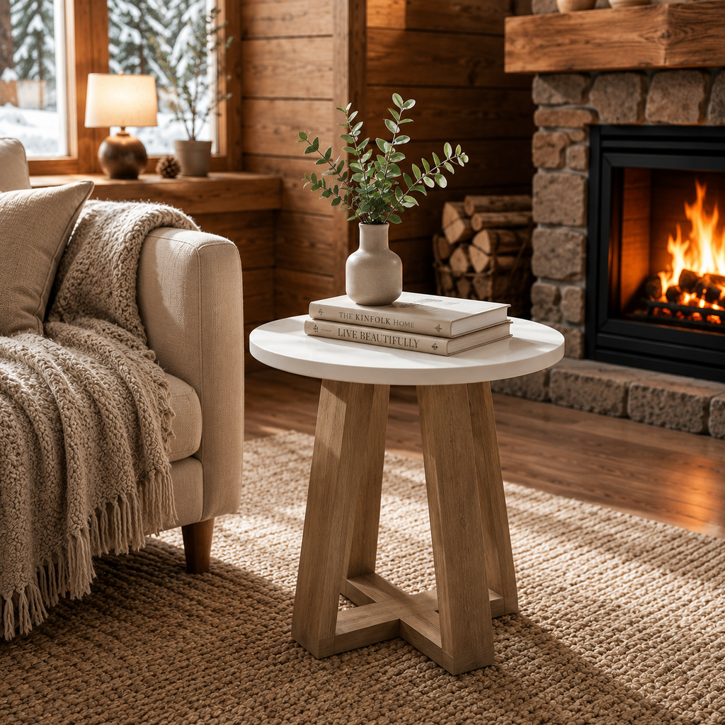 Table De Chevet En Bois Alba Ronde