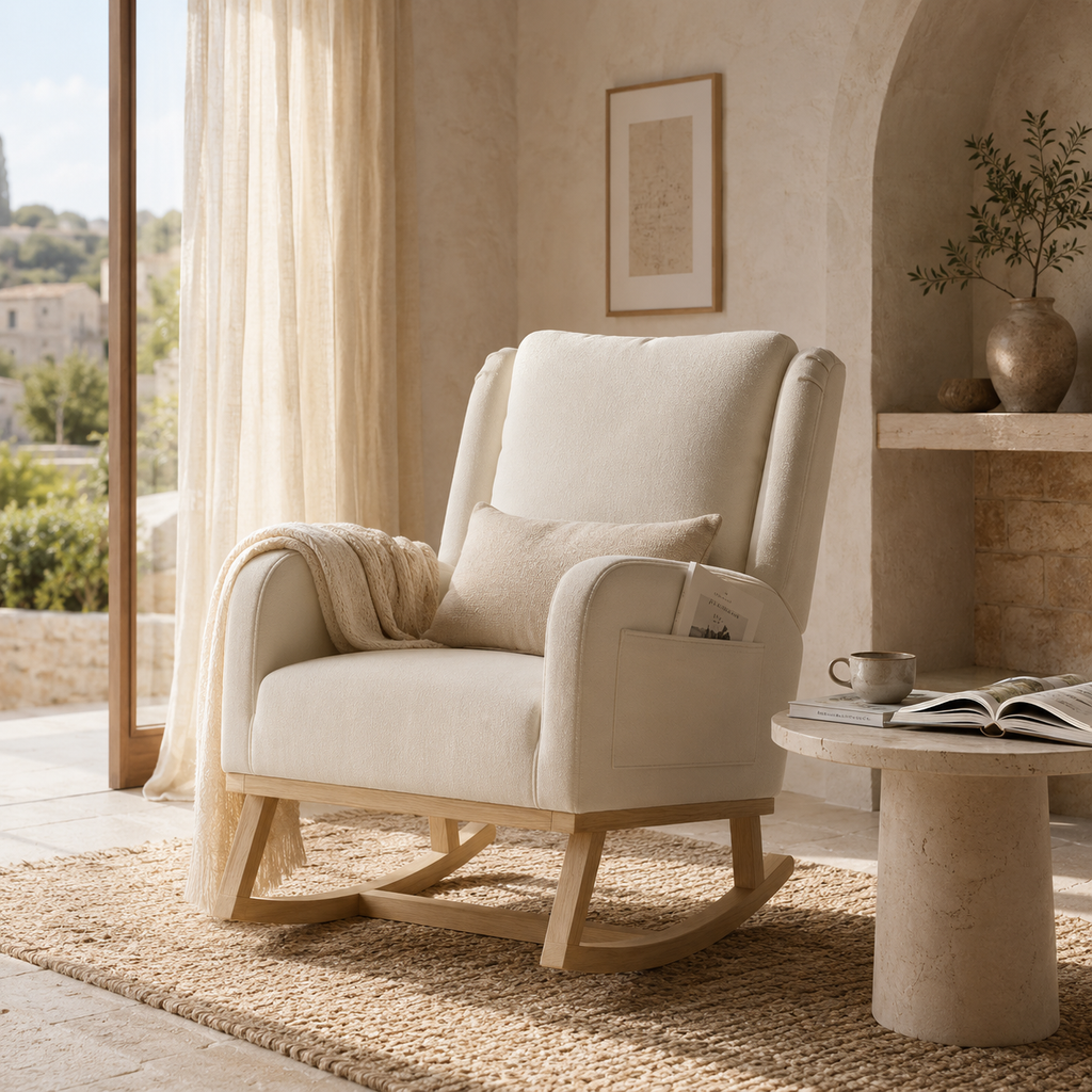 Fauteuil à Bascule En Bois Sereno Beige