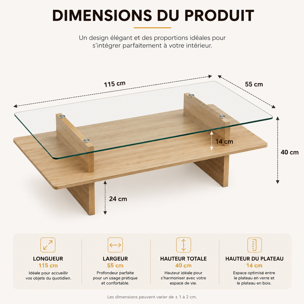 Table Basse En Verre Et Bois Élégance