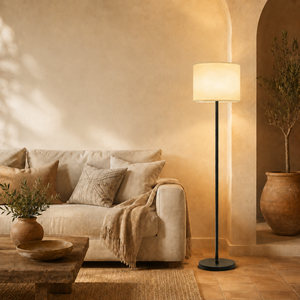 Lampadaire LED Sur Pied Élégance Noir