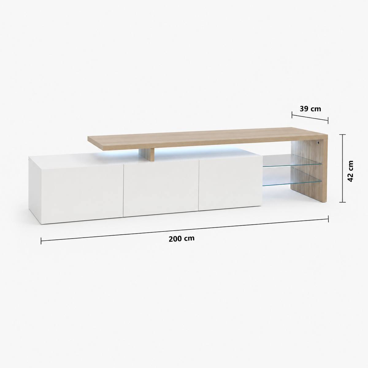 Meuble TV En Bois Blanc Nova LED