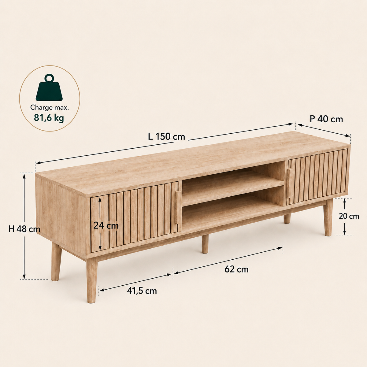 Meuble TV En Bois Clair Oslo