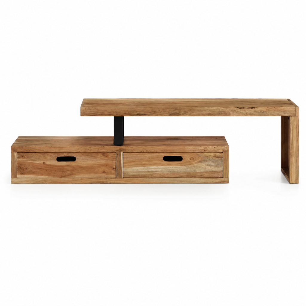 Meuble TV Bas En Bois Acacia Modulable
