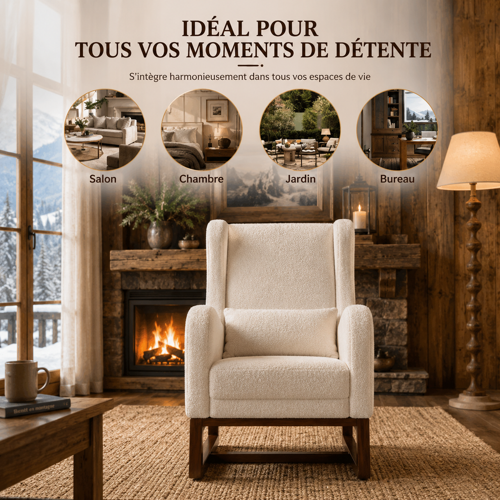 Fauteuil à Bascule En Bois Relax Beige