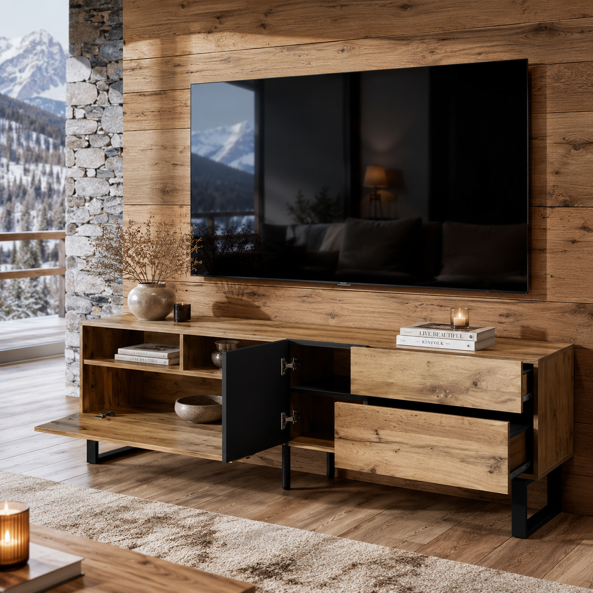 Meuble TV Design En Bois Liora 180 cm