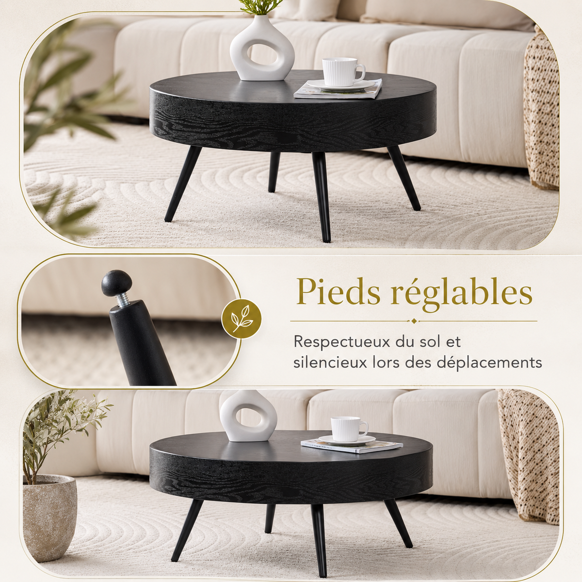 Table Basse Ronde En Bois Minimaliste 70 cm