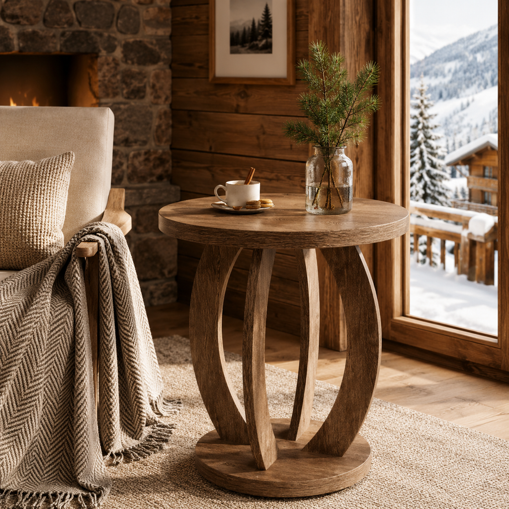 Table De Chevet En Bois Oria Ronde