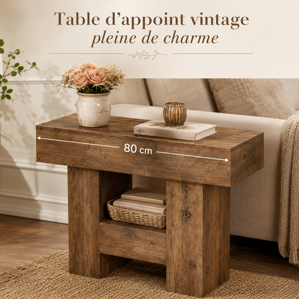 Table De Chevet En Bois Farmhouse Rustique