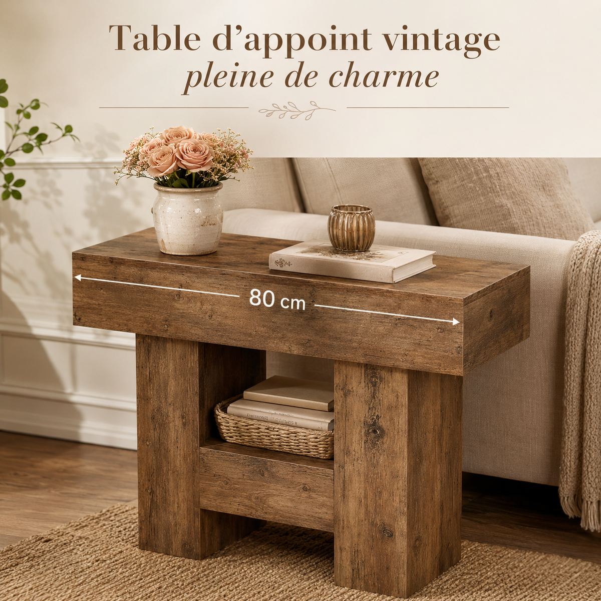 Table De Chevet En Bois Farmhouse Rustique