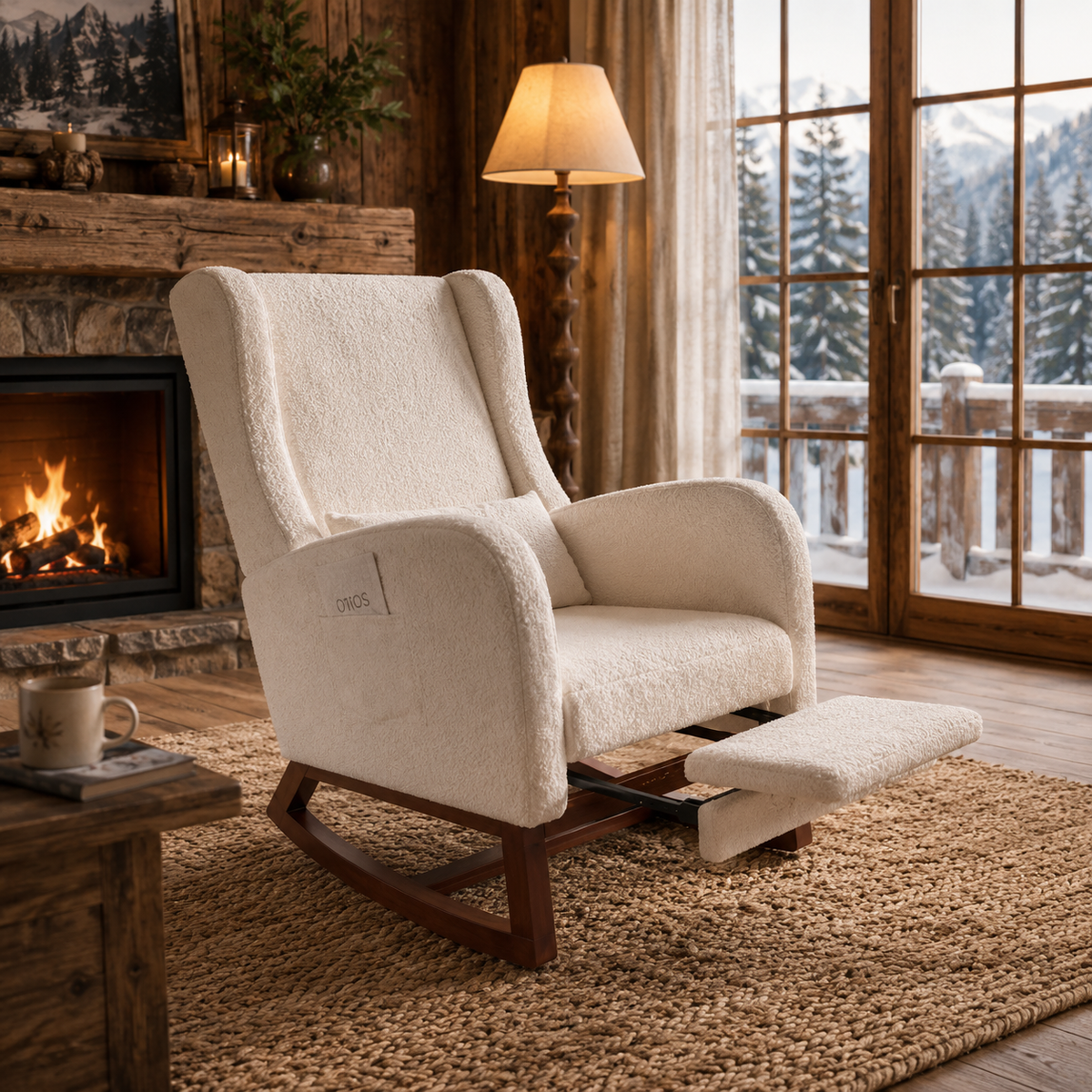 Fauteuil à Bascule En Bois Relax Beige