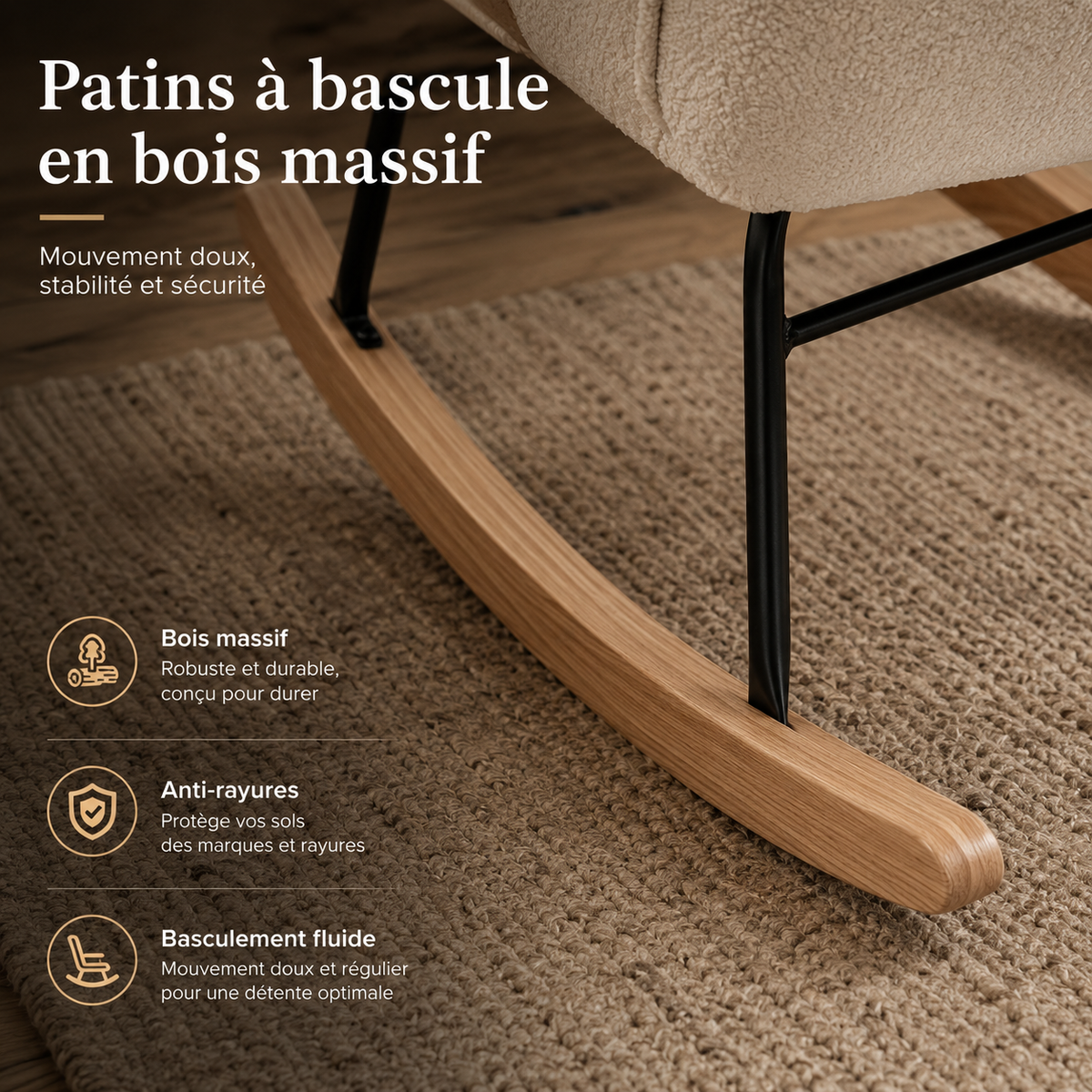 Fauteuil à Bascule En Bois Alba Berbère