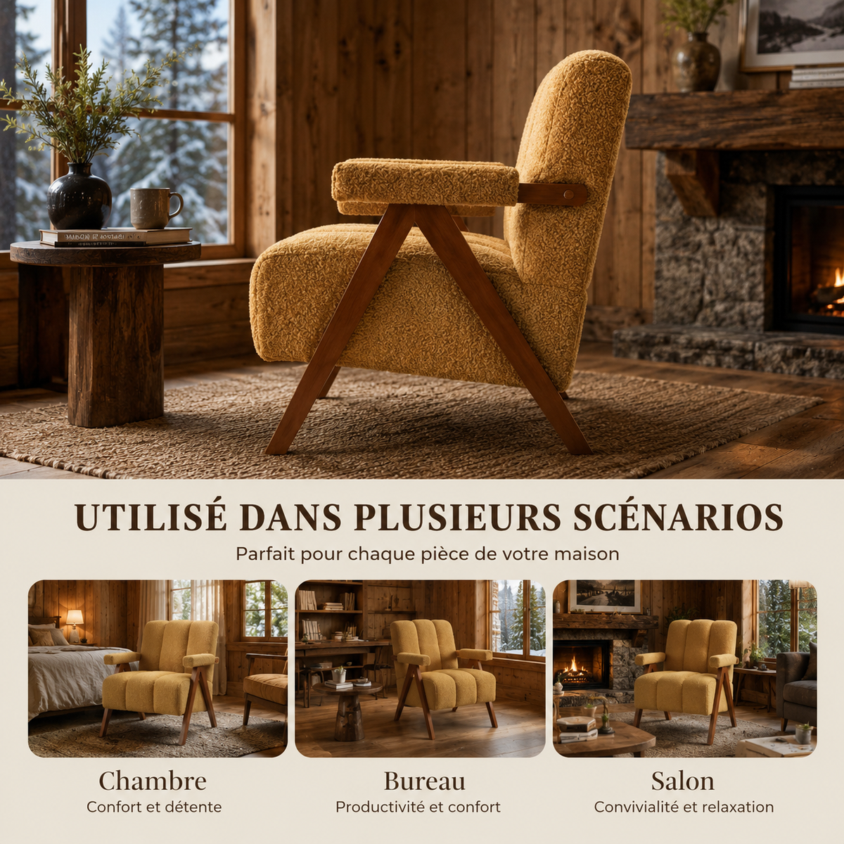 Fauteuil Design En Bois Bouclé