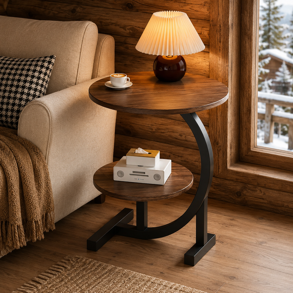 Table De Chevet En Bois Duo Ronde