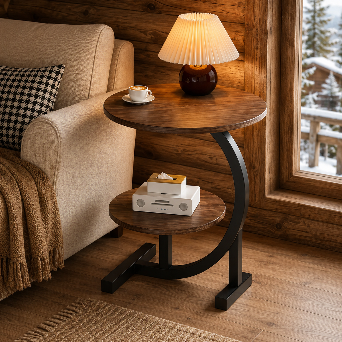 Table De Chevet En Bois Duo Ronde